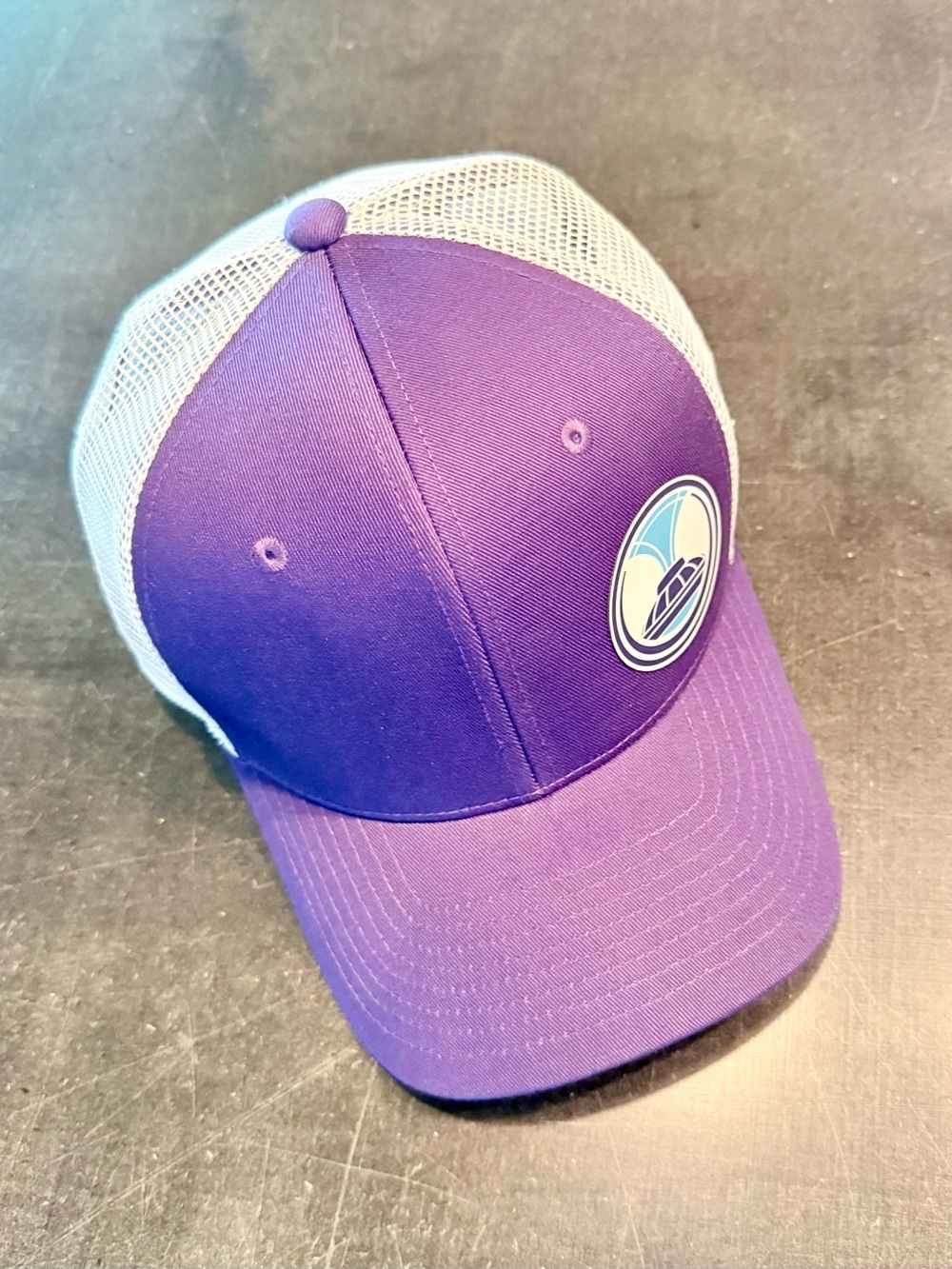 Nike Purple and White Mesh-Back Trucker Cap with Logo Patch. Unisex